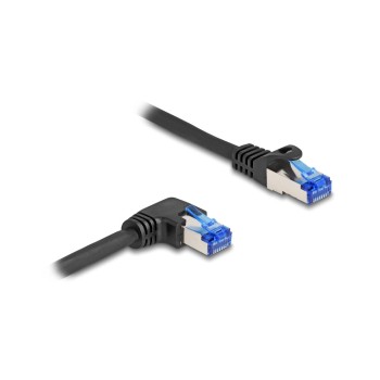 Delock Netzwerkcable RJ45 Cat.6A S/FTP, gerade/rechts gewinkelt, 2m, black  Delock Netzwerkcable RJ45 Cat.6A S/FTP, gerade/rechts gewinkelt, 2m, black