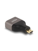 Delock HDMI Adapter Micro-D Stecker, zu A Buchse, 8K 60Hz, grau, metall