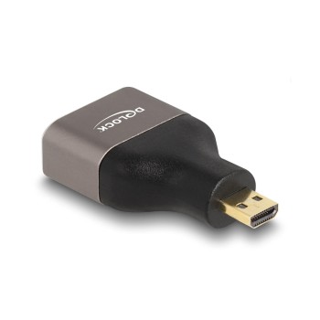 Delock HDMI Adapter Micro-D Stecker, for A Buchse, 8K 60Hz, grey, metall Delock HDMI Adapter Micro-D Stecker, for A Buchse, 8K 60Hz, grey, metall