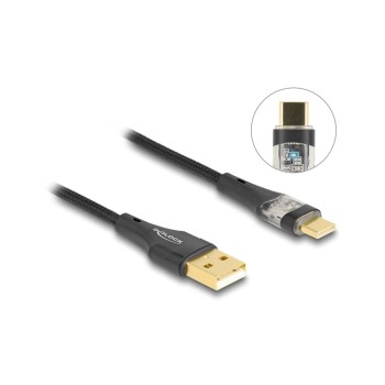 Delock USB 2.0 Type-A for Type-C, Stecker-Stecker, 60W, 2m, transparent Delock USB 2.0 Type-A for Type-C, Stecker-Stecker, 60W, 2m, transparent