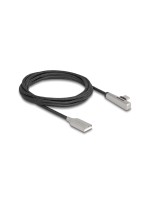Delock USB 2.0 Type-A for Type-C gewinkelt, Stecker-Stecker, 60W, 2m, LED, transparent