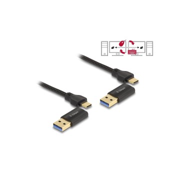 Delock USB-C 5 Gbps Data Link cable, plus KM Switch, 2m