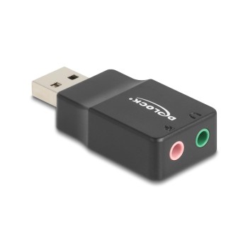 Delock USB-A Stecker-2x3.5mm Klinke, Plug&Play Audio Adapter, black  Delock USB-A Stecker-2x3.5mm Klinke, Plug&Play Audio Adapter, black