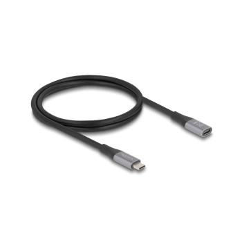 Delock USB-C Verlängerungscable, Stecker for Buchse, 1m, 40Gbps, 240w, grey