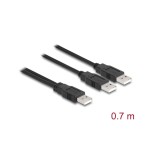 Delock Câble en Y USB 2.0 Type-A vers 2 x type-A 70 cm USB A - USB A 0.7 m