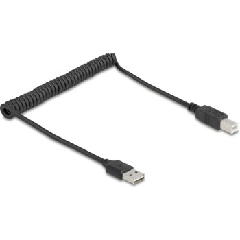 Delock USB2.0 Spiralcable A-B, 50-80cm, EASY USB, beidseitig einsteckbar, black  Delock USB2.0 Spiralcable A-B, 50-80cm, EASY USB, beidseitig einsteckbar, black