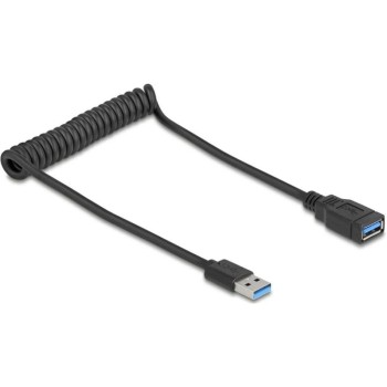 Delock USB3.1 Spiralcable A-A 40-60cm, Typ-A Stecker for Typ-A Stecker, black  Delock USB3.1 Spiralcable A-A 40-60cm, Typ-A Stecker for Typ-A Stecker, black