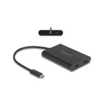 Delock Adapter USB-C zu 2x HDMI/USB-C PD, DisplayLink, 4K 60Hz, USB PD 3.0