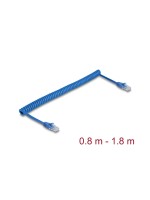 Delock RJ45 Spiralcable Cat.6 UTP, Stecker-Stecker, 0.8-1.8m, blue,ungeschirmt