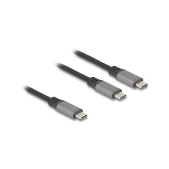 Delock USB-Y-cable C, 1.2m, 100W, USB 2.0, C for C+C, PD 3.0