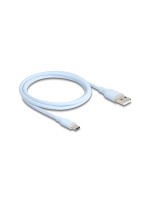 Delock USB-Kabel A-C, 1.0m, Silikon Kabel, blau, USB 2.0, 3A
