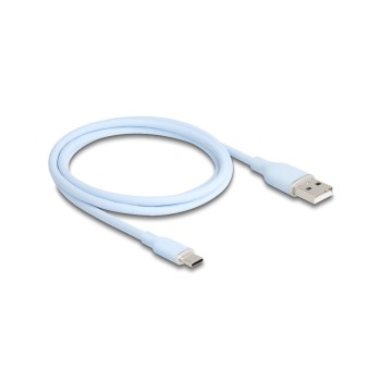 Delock USB-cable A-C, 1.0m, Silikon cable, blue, USB 2.0, 3A