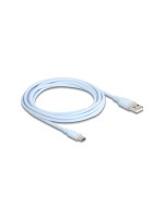 Delock USB-Kabel A-C, 2.5m, Silikon Kabel, blau, USB 2.0, 3A