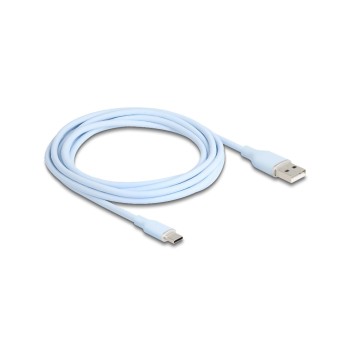 Delock USB-cable A-C, 2.5m, Silikon cable, blue, USB 2.0, 3A