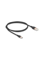 Delock USB-Kabel A-C, 1.0m, Silikon Kabel, schwarz, USB 2.0, 3A