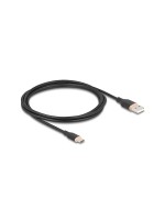 Delock USB-Kabel A-C, 2.5m, Silikon Kabel, schwarz, USB 2.0, 3A