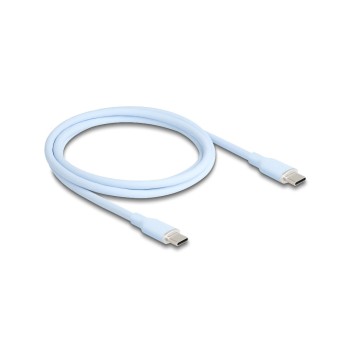 Delock USB-cable C-C, 1.0m, Silikon cable, blue, USB 2.0, 60W, PD 3.0