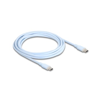 Delock USB-cable C-C, 2.5m, Silikon cable, blue, USB 2.0, 60W, PD 3.0