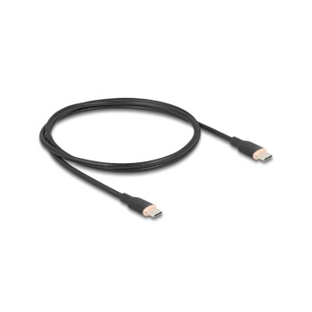 Delock USB-cable C-C, 1.0m, Silikon cable, black , USB 2.0, 60W, PD 3.0
