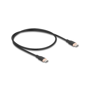 Delock USB-cable C-C, 0.5m, Silikon cable, black , USB 2.0, 60W, PD 3.0