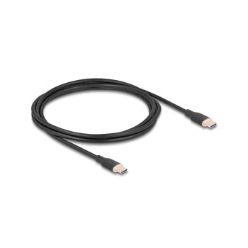 Delock USB-cable C-C, 2.5m, Silikon cable, black , USB 2.0, 60W, PD 3.0