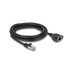 Delock Netzwerkverlängerung, 2m, ST-BU, Cat.6A, S/FTP, black  Buchse verschraubbar