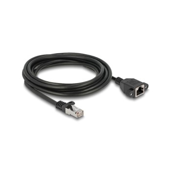 Delock Netzwerkverlängerung, 2m, ST-BU, Cat.6A, S/FTP, black  Buchse verschraubbar Delock Netzwerkverlängerung, 2m, ST-BU, Cat.6A, S/FTP, black  Buchse verschraubbar