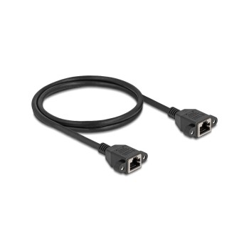 Delock Netzwerkverlängerung, 1m, BU-BU, Cat.6A, S/FTP, black  Buchse verschraubbar Delock Netzwerkverlängerung, 1m, BU-BU, Cat.6A, S/FTP, black  Buchse verschraubbar