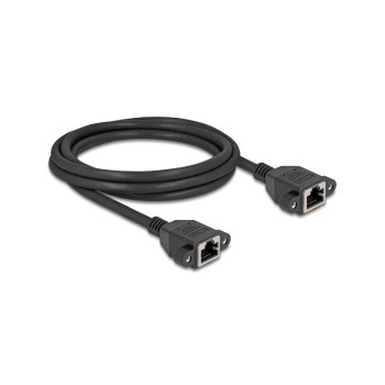 Delock Netzwerkverlängerung, 2m, BU-BU, Cat.6A, S/FTP, black  Buchse verschraubbar Delock Netzwerkverlängerung, 2m, BU-BU, Cat.6A, S/FTP, black  Buchse verschraubbar