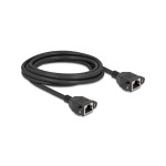 Delock Netzwerkverlängerung, 3m, BU-BU, Cat.6A, S/FTP, black  Buchse verschraubbar