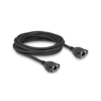 Delock Netzwerkverlängerung, 5m, BU-BU, Cat.6A, S/FTP, black  Buchse verschraubbar Delock Netzwerkverlängerung, 5m, BU-BU, Cat.6A, S/FTP, black  Buchse verschraubbar