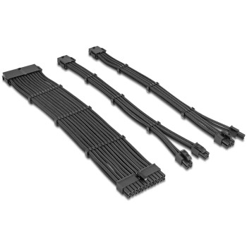 Delock PSU Verlängerungscable Set 84541, sw, 30cm, 6-teilig Sleeved, cablekämmen