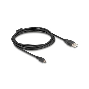 Delock USB2 cable A-MiniB, 1.5m, black , for USB2.0 Geräte, 480 Mbps Delock USB2 cable A-MiniB, 1.5m, black , for USB2.0 Geräte, 480 Mbps