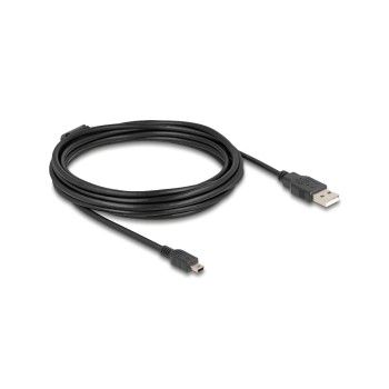Delock USB2 cable A-MiniB, 5.0m, black , for USB2.0 Geräte, 480 Mbps