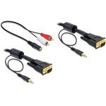 Monitorcâble VGA, M/M, 2 Meter avec Audio, Stecker-Stecker, 2xFerritkern, 15Pin