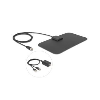 Delock DAB+ DVB-T2 Antenne  5 - 25 dB aktiv, F Stecker, 5 - 25 dBi, cablelänge: ca. 2 m
