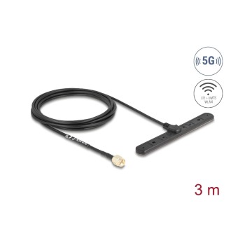 Delock 5G LTE Antenne SMA Stecker 3 dBi, 3 dBi, omni, Klebemontage, outdoor, 3m Delock 5G LTE Antenne SMA Stecker 3 dBi, 3 dBi, omni, Klebemontage, outdoor, 3m