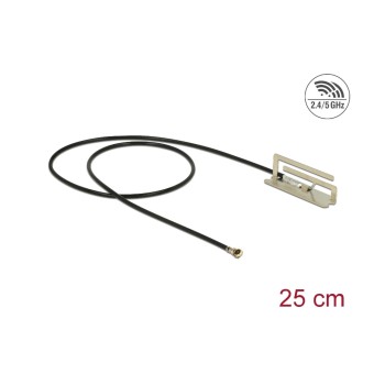 Delock WLAN 802.11 ac/ax Antenne MHF 4L, 1,6 dBi, PIFA, 25 cm cablelänge Delock WLAN 802.11 ac/ax Antenne MHF 4L, 1,6 dBi, PIFA, 25 cm cablelänge