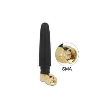Delock WLAN 802.11 b/g/n Antenne SMA St, 90°, 2 dBi, omni, starr, black Delock WLAN 802.11 b/g/n Antenne SMA St, 90°, 2 dBi, omni, starr, black