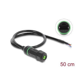 Delock cableverbinder RJ45 for offen Cat6, M16.8 x 1.5 mm, black , 50 cm Delock cableverbinder RJ45 for offen Cat6, M16.8 x 1.5 mm, black , 50 cm