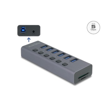 Delock Hub, Externer, USB 5 Gbps, 6 Port, mit Schalter Delock Hub, Externer, USB 5 Gbps, 6 Port, mit Schalter