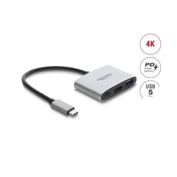 Delock USB Type-C Adapter zu HDMI, 4K 60 Hz, USB-A, PD 3.1 140 W Delock USB Type-C Adapter zu HDMI, 4K 60 Hz, USB-A, PD 3.1 140 W