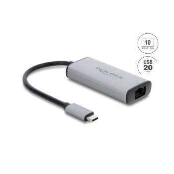 Delock Netzwerk Adapter, USB Type-C, 10 Gigabit LAN, 1 x RJ45 Delock Netzwerk Adapter, USB Type-C, 10 Gigabit LAN, 1 x RJ45