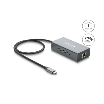 Delock USB Type-C Netzwerk Adapter, Gigabit LAN 1 x RJ45 PoE USB Power Delivery Delock USB Type-C Netzwerk Adapter, Gigabit LAN 1 x RJ45 PoE USB Power Delivery
