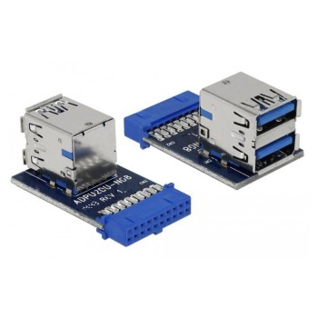 Delock 41865 USB 3.0 Pinheader Buchse, auf 2 x USB 3.0 Buchse - oben, übereinander Delock 41865 USB 3.0 Pinheader Buchse, auf 2 x USB 3.0 Buchse - oben, übereinander