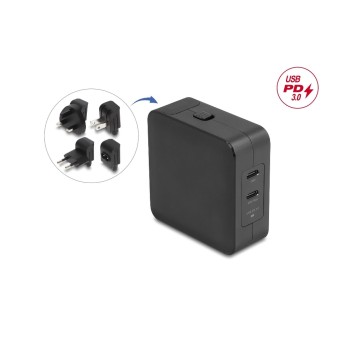 Delock USB-Ladegerät, GaN, 2 x USB Type-C PD 3.0, 65 W, inkl. Delock USB-Ladegerät, GaN, 2 x USB Type-C PD 3.0, 65 W, inkl.