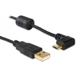 Câble Micro USB2.0, 1m, A vers MicroB, noir, connecteur coudé 90ø à droite