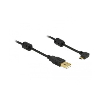 Micro USB2.0 cable 1m, A to MicroB black 90ø right angle connector Micro USB2.0 cable 1m, A to MicroB black 90ø right angle connector