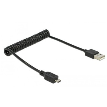 USB2.0 Micro-Kabel, 60cm, A-MicroB, Schwarz, mit Spiralkabel USB2.0 Micro-Kabel, 60cm, A-MicroB, Schwarz, mit Spiralkabel