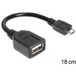 USB OTG (On the Go), A-MicroB, 18cm, flexibles Schwanenhalscâble, metalverstärkt